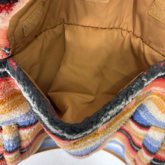 Billabong Orange, Blue, & Yellow Striped Fleece Snap Pullover Women's Small - Picture 5 of 8